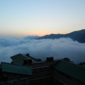 Low clouds behind hostel