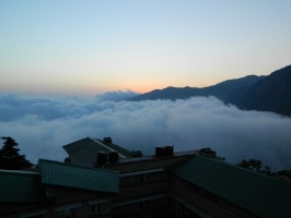 Low clouds behind hostel